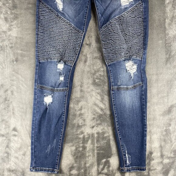Judy Blue Jeans Womens 5/27 Moto Skinny Fit Distressed Mid  Rise USA - Picture 4 of 11